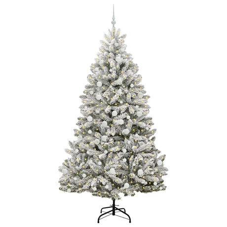 Vidaxl kunstkerstboom met 300 led groen en wit 210 cm pvc en metaal
