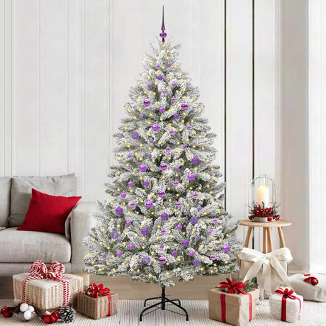 Vidaxl kunstkerstboom met 300 led groen en wit 210 cm pvc en metaal