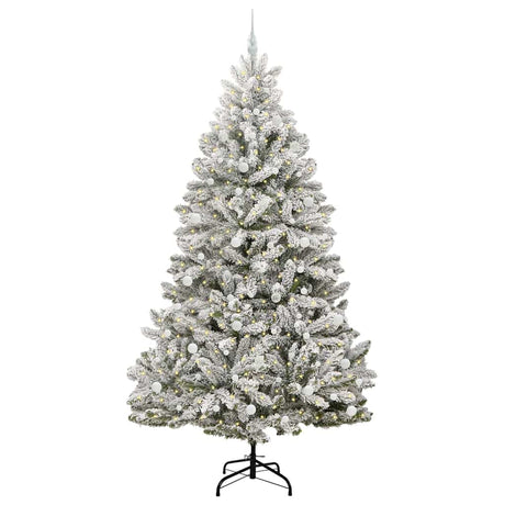 Vidaxl kunstkerstboom met 300 led groen en wit 240 cm pvc en metaal