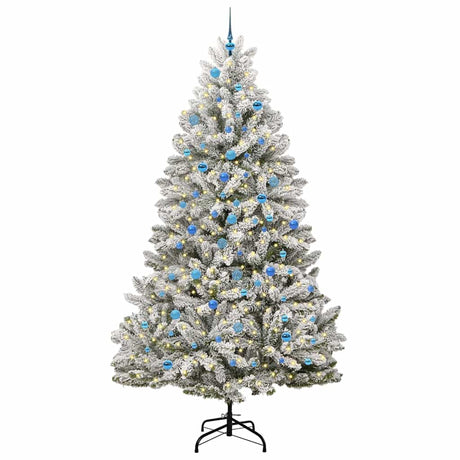 Vidaxl kunstkerstboom met 300 led groen en wit 240 cm pvc en metaal