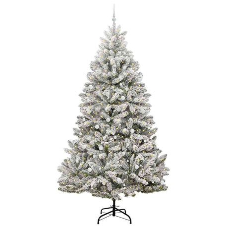 Vidaxl kunstkerstboom met 300 led groen en wit 300 cm pvc en metaal