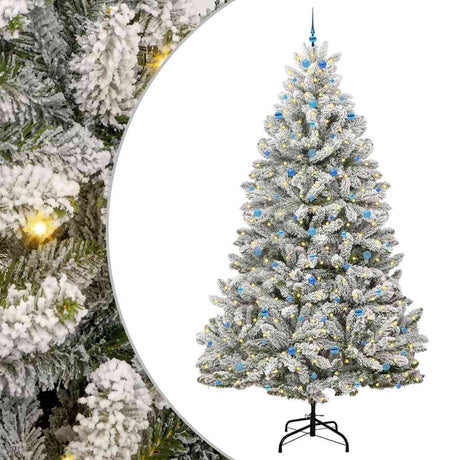 Vidaxl kunstkerstboom met 300 led groen en wit 300 cm pvc en metaal