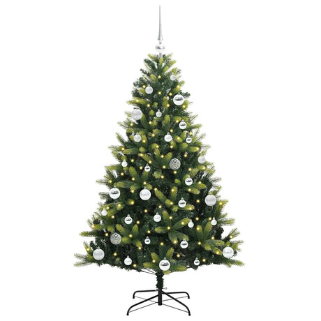 Vidaxl kunstkerstboom met scharnier 150 leds groen 150 cm pvc en pe