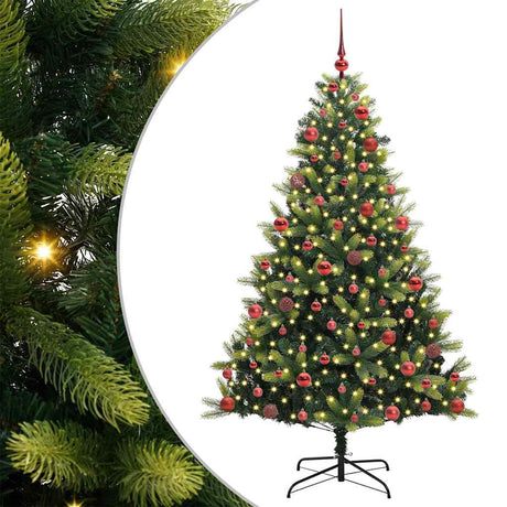 Vidaxl kunstkerstboom met scharnier 300 leds groen 180 cm pvc en pe