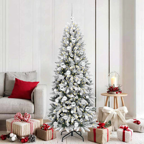 Vidaxl kunstkerstboom wit 180 cm pvc en plastic en staal en pe