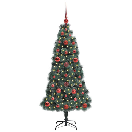 Vidaxl artificial pre-lit kerstboom met ballenset groen 120 cm pet