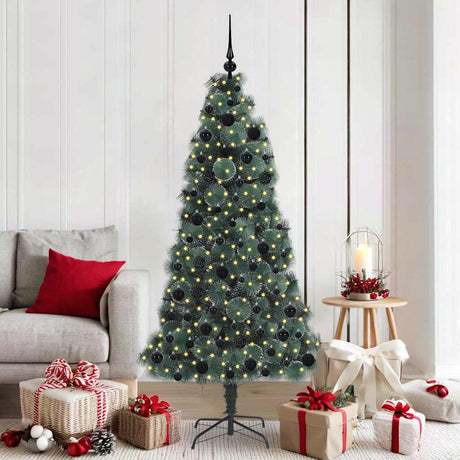 Vidaxl kunst kerstboom met verlichting en bal set groen 180 cm pet