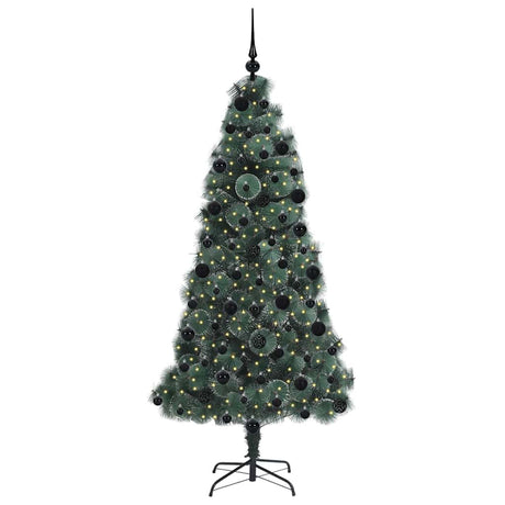 Vidaxl kunst kerstboom met verlichting en ballenset groen 210 cm pet