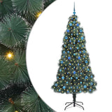 Vidaxl kunstmatige voorverlichte kerstboom met ballenset groen 210 cm