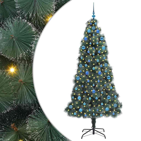 Vidaxl kunstmatige voorverlichte kerstboom met ballenset groen 210 cm