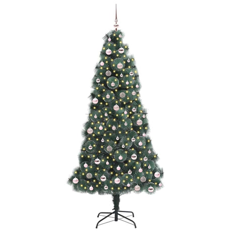 Vidaxl kunst kerstboom met verlichting en ballenset groen 240 cm pet