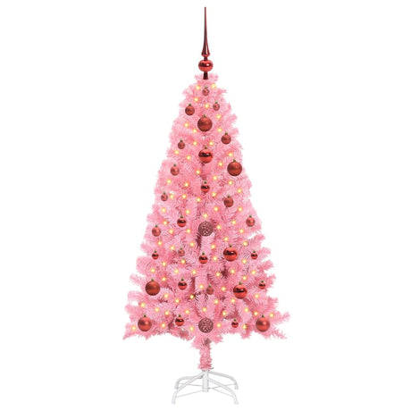 Vidaxl kerstboom met 150 led met standaard roze 120 cm pvc