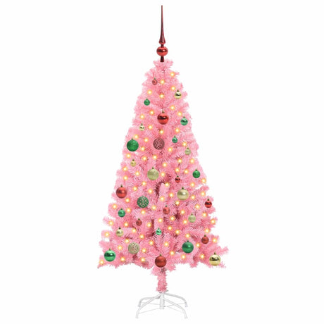 Vidaxl kerstboom met 150 led met standaard roze 150 cm pvc