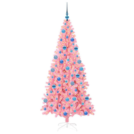 Vidaxl kerstboom met 300 led met standaard roze 180 cm pvc