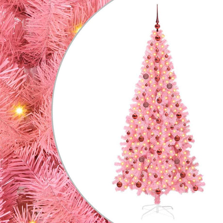 Vidaxl kerstboom met 300 led met standaard roze 210 cm pvc
