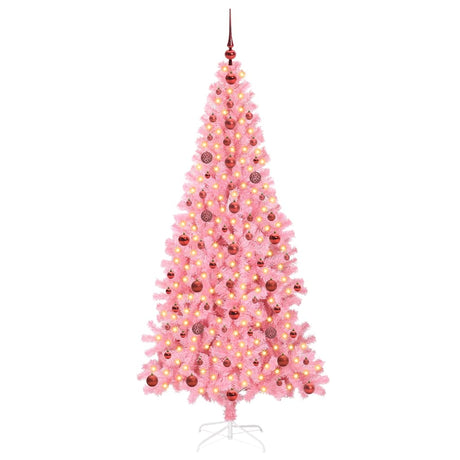 Vidaxl kerstboom met 300 led met standaard roze 210 cm pvc