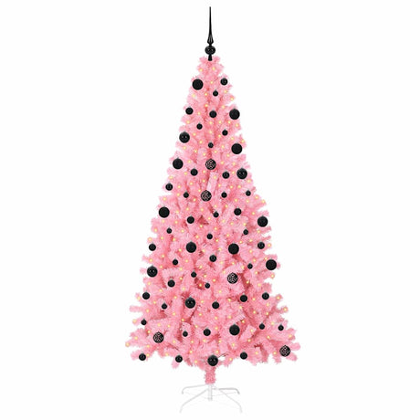 Vidaxl kerstboom met 300 led met standaard roze 210 cm pvc