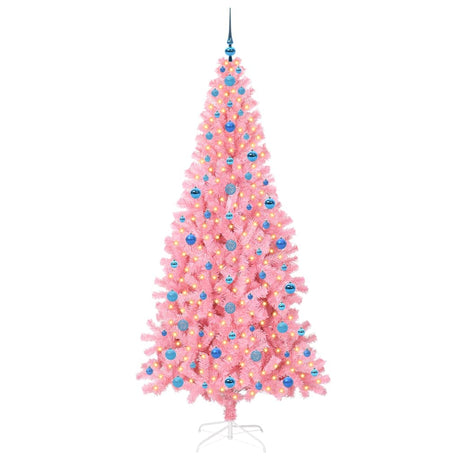 Vidaxl kerstboom met 300 led met standaard roze 210 cm pvc