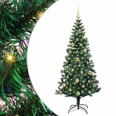 Vidaxl kunstmatig voorverlicht kerstboom groen 150 cm pvc en metaal