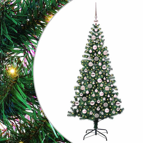 Vidaxl kunstmatig voorverlicht kerstboom groen 180 cm pvc en metaal