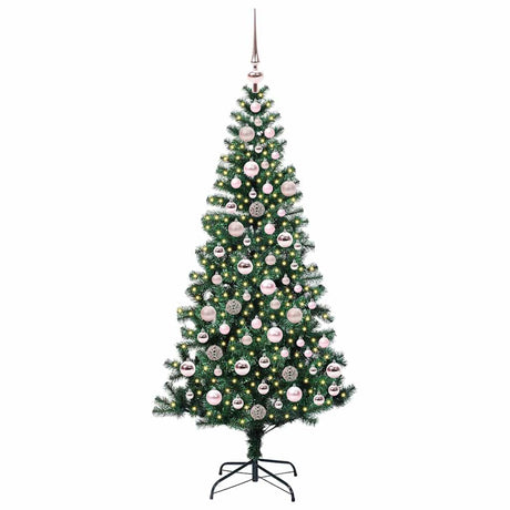 Vidaxl kunstmatig voorverlicht kerstboom groen 180 cm pvc en metaal