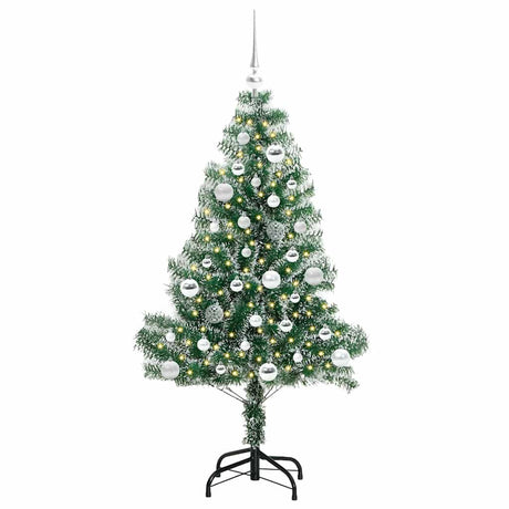 Vidaxl kunstmatige kerstboom sneeuw gevlochten met led licht 150 cm