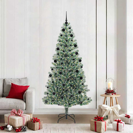Vidaxl kunstmatige kerstboom sneeuw gevlochten met led licht 210 cm