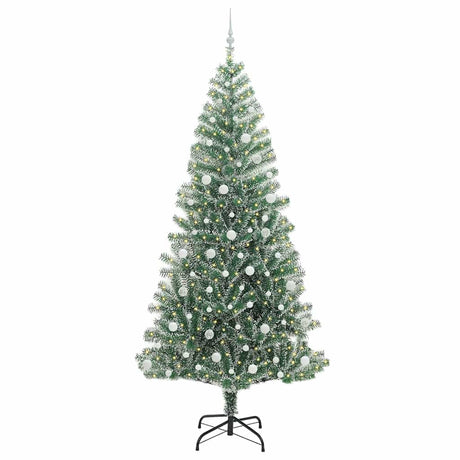 Vidaxl kunstmatige kerstboom sneeuw gevlochten met led licht 240 cm