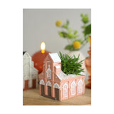 Ideas 4 seasons kerk bloempot 10,3x8,7xh.11,4cm roze