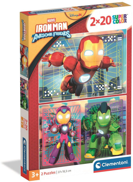 Clementoni - puzzel - 2x20 stukjes - ironman and his awesome friends - puzzel voor kinderen vanaf 3 jaar