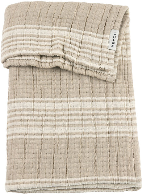 Meyco baby stripe jacquard wiegdeken - pre-washed hydrofiel - sand - 75x100cm - 1.5 tog