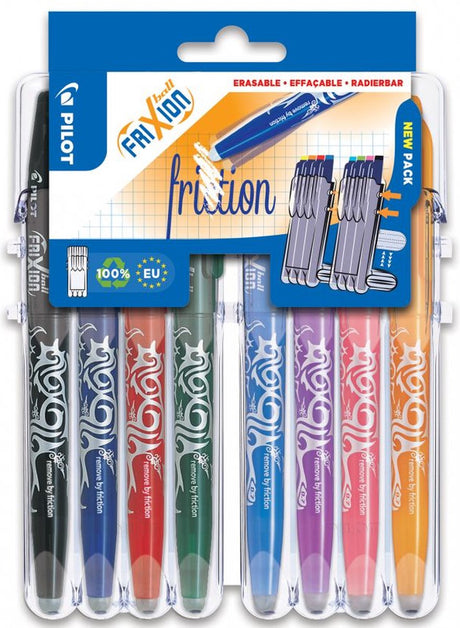 Pilot frixion - rollerball pennenset - uitwisbaar - 8 kleuren - in luxe blister