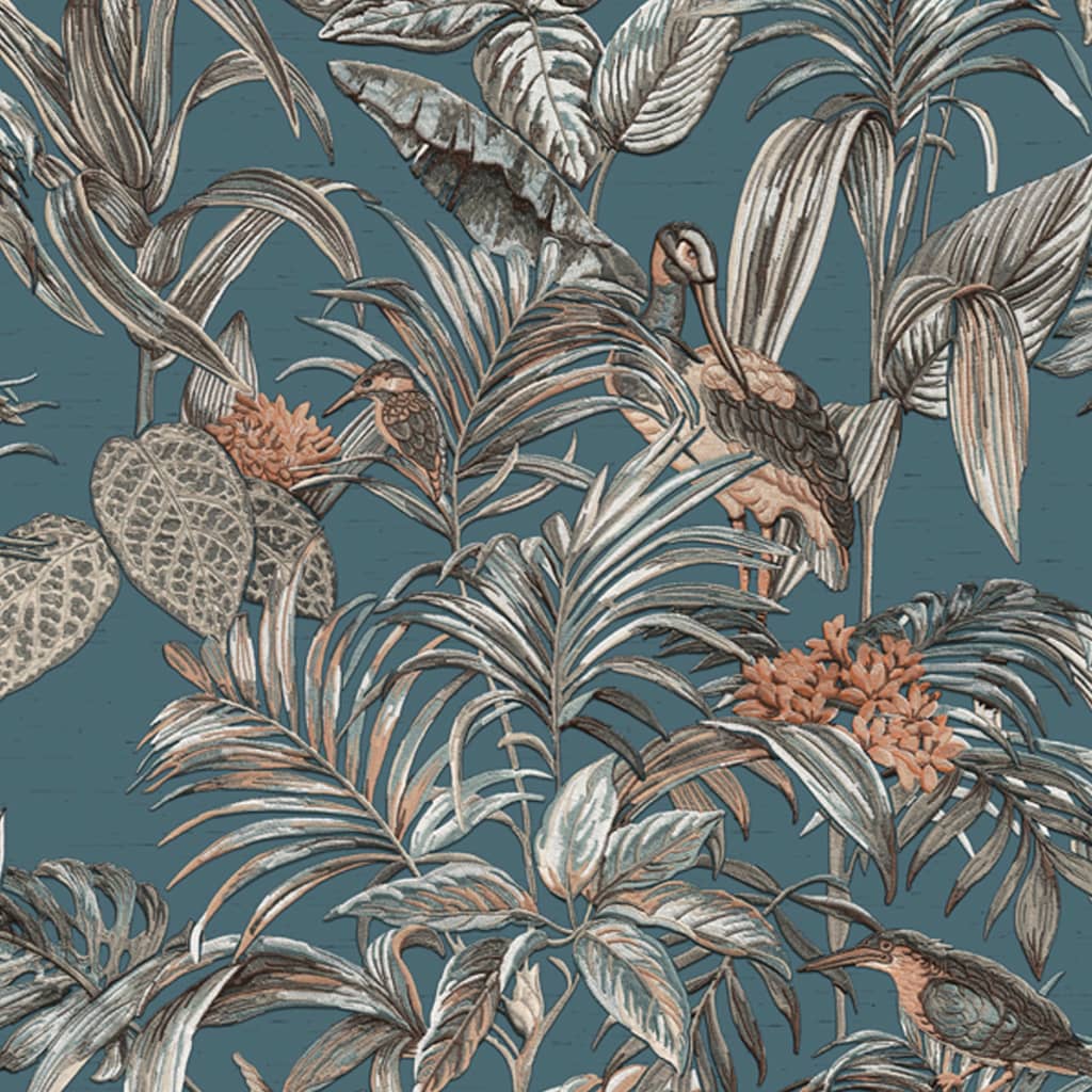 Dutch wallcoverings dutch wallcoverings behang bird-of-paradise blauw