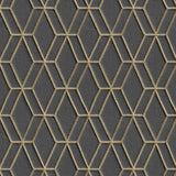Dutch wallcoverings behang hexagonal zwart en goudkleurig