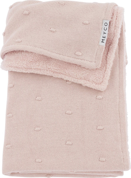 Meyco baby mini knots teddy wiegdeken - soft pink - 75x100cm - 2.0 tog