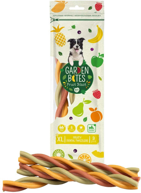 Garden bites duvoplus - fruity dental twizzlers hondensnacks - hondensnoepjes - vegetarisch glutenvrij - extra large 3st
