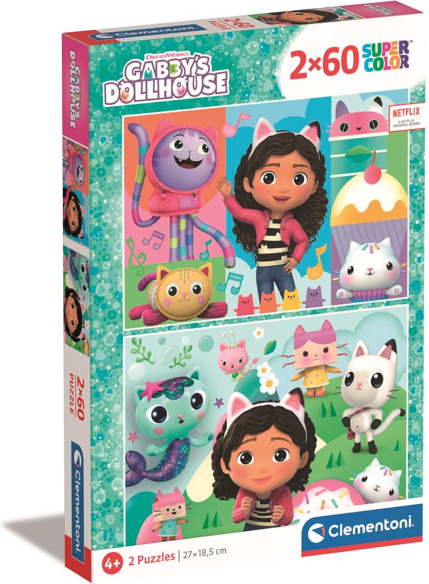 Clementoni puzzel gabby's poppenhuis, 2x60st.