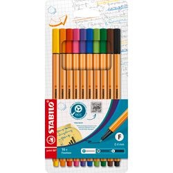 Stabilo point 88 – premium fineliners – etui met 10 verschillende kleuren