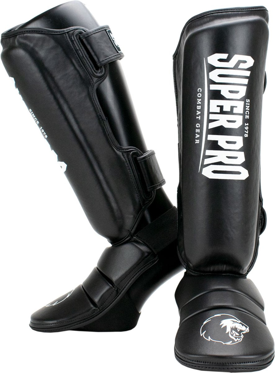 Super pro combat gear scheenbeschermer protector zwart wit medium