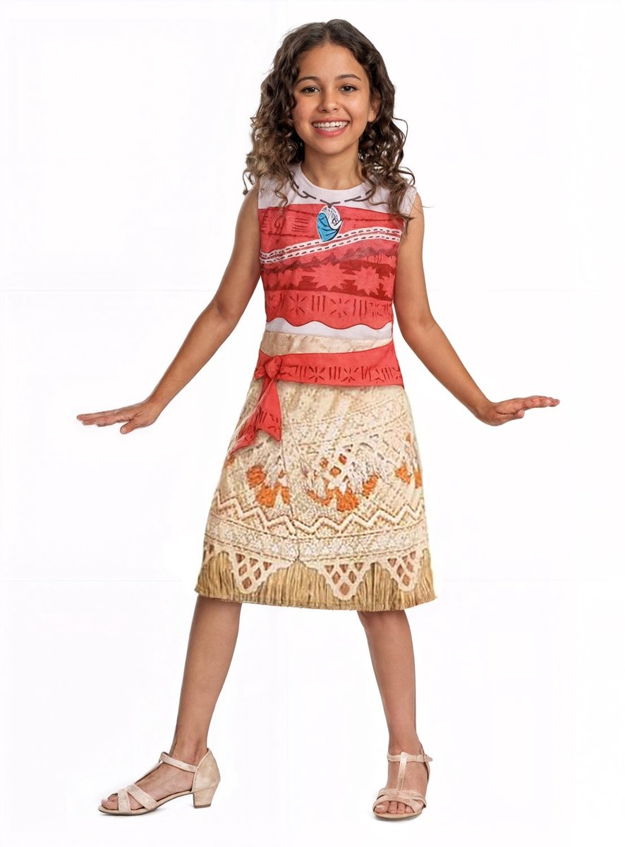 Disguise disney - moana 2, kostuum moana vaiana basic plus jurk, maat s (5 - 6 jaar)