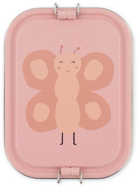 Trixie | brooddoos groot - mrs. butterfly - rsv lunchbox voor kinderen - makkelijk te openen - broodtrommel - 2 vakken - roze