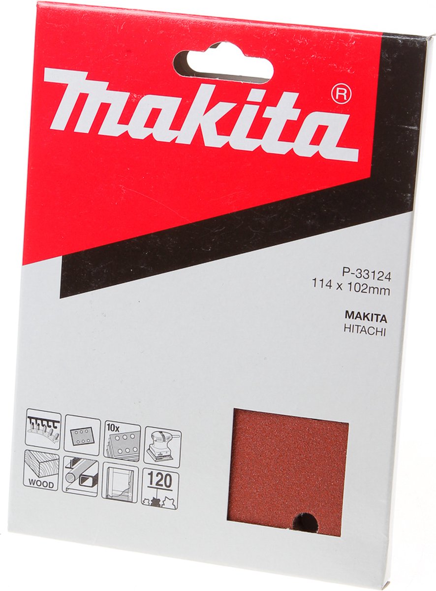 Makita p-33124 schuurvel red - vlak schuurvel - delta schuurvel - velcro - klittenband - k120 - 114 x 102mm (10stuks)