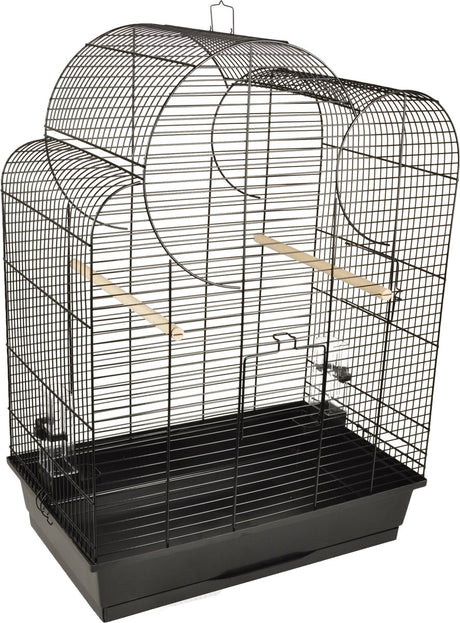 Flamingo vogelkooi – parkietenkooi wammer 1 zwart – 54x34x75 cm – met zitstokken eetbakjes – voor parkieten