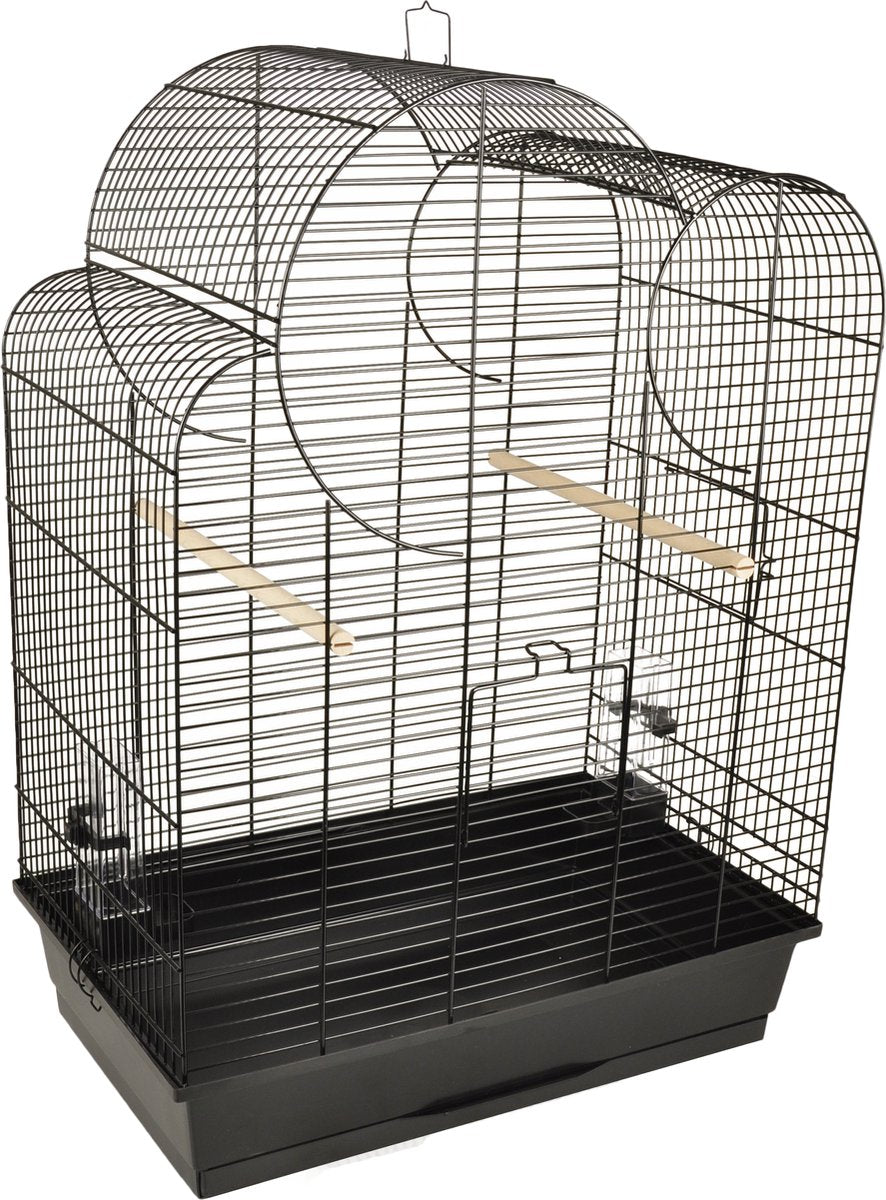 Flamingo vogelkooi – parkietenkooi wammer 1 zwart – 54x34x75 cm – met zitstokken eetbakjes – voor parkieten
