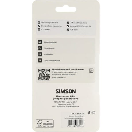 Simson versnelling binnenkabel derailleur rvs