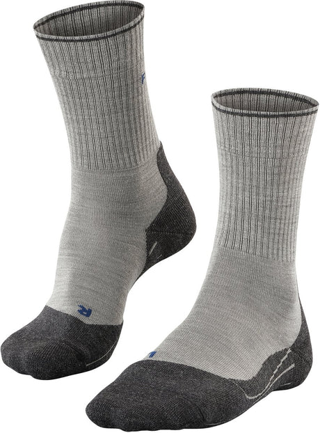 Falke tk2 explore wool silk medium padding wol functioneel materiaal wandelsokken heren grijs - maat 39-41