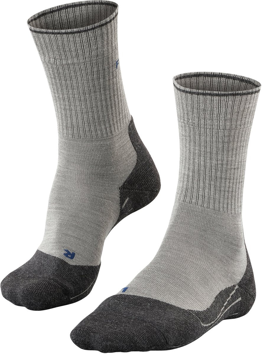 Falke tk2 explore wool silk medium padding wol functioneel materiaal wandelsokken dames grijs - maat 39-40
