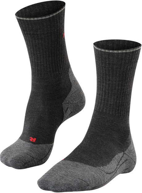 Falke tk2 explore wool silk medium padding wol functioneel materiaal wandelsokken heren grijs - maat 42-43