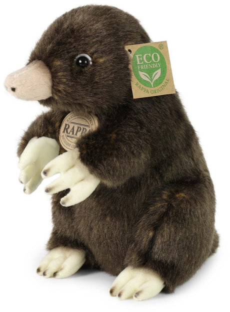 Rappa eco knuffel mol 21 cm - realistische knuffel van recyclede pet flessen - bruin creme
