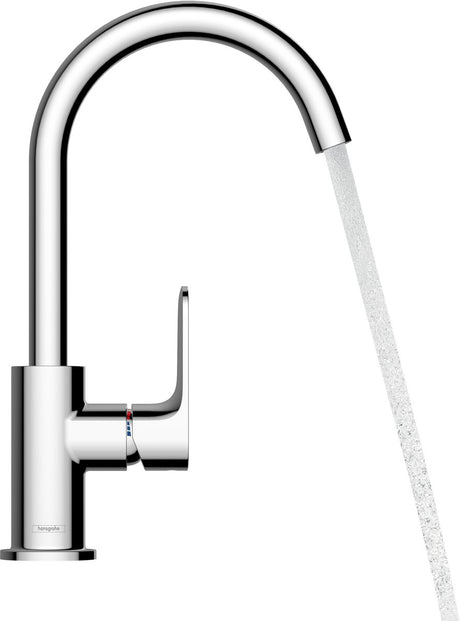Hansgrohe rebris s - wastafelmengkraan - ééngreeps bediening - met trekwaste - 210mm maat - draaibare uitloop - chroom